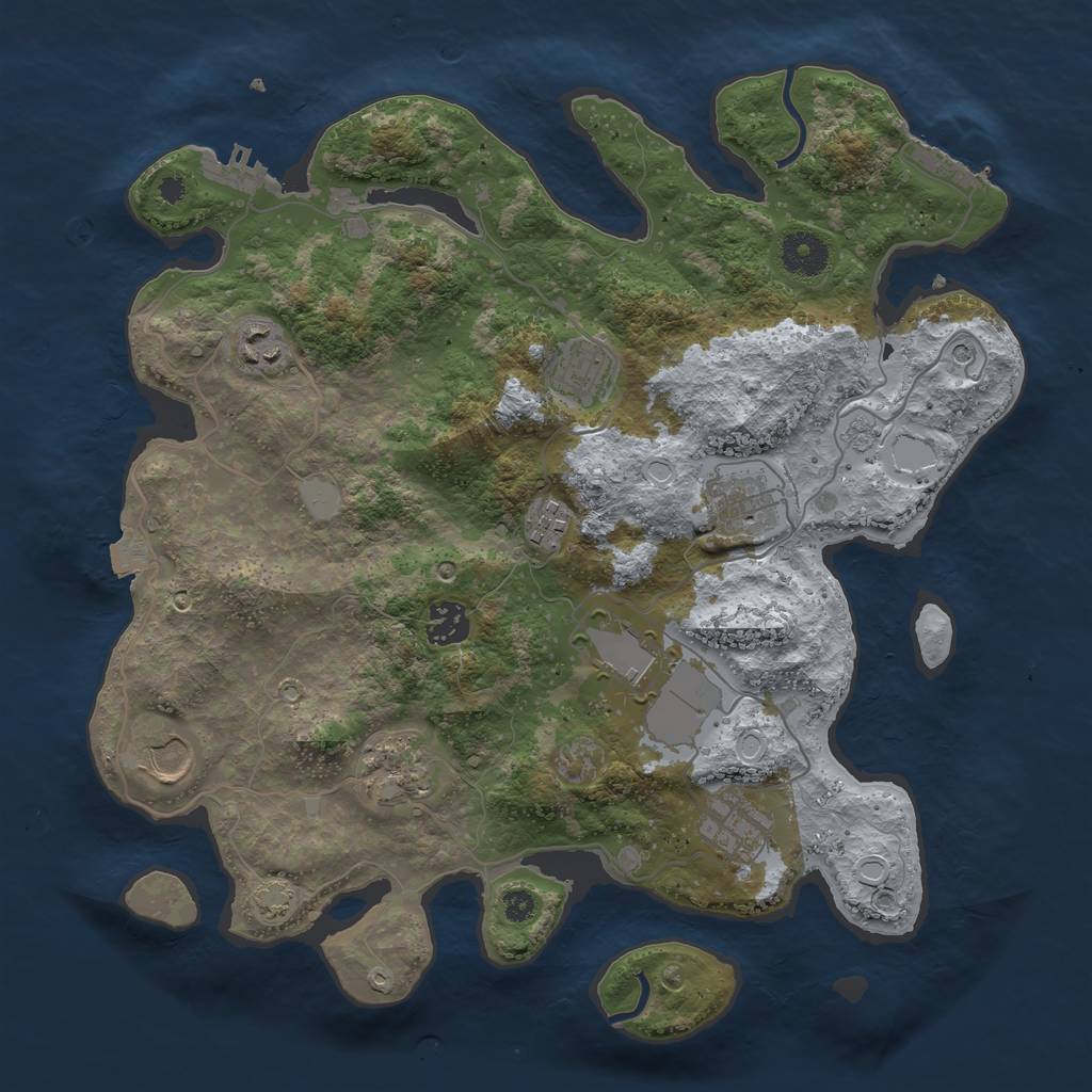 Rust Map: Procedural Map, Size: 3600, Seed: 54666669, 17 Monuments