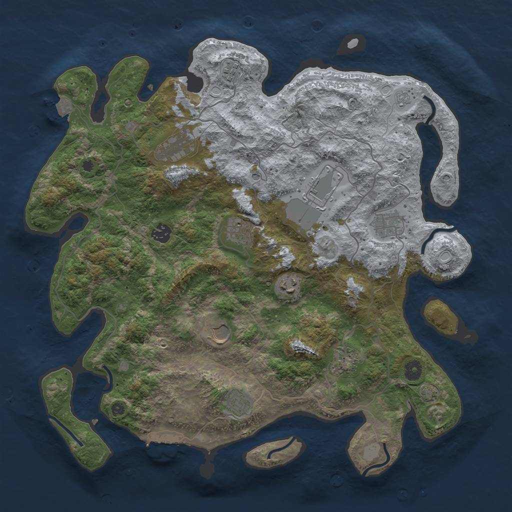 Rust Map: Procedural Map, Size: 4000, Seed: 83190264, 17 Monuments