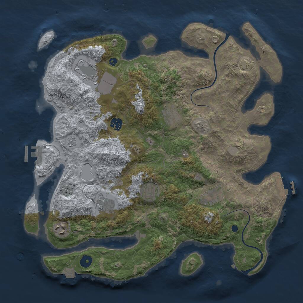 Rust Map: Procedural Map, Size: 3700, Seed: 65795759, 14 Monuments