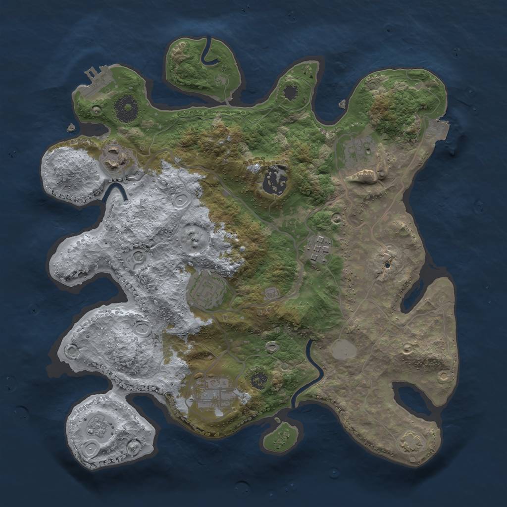 Rust Map: Procedural Map, Size: 3000, Seed: 574350776, 13 Monuments
