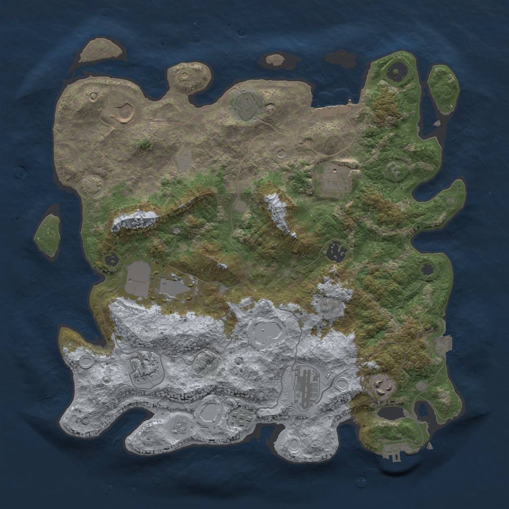 Rust Map: Procedural Map, Size: 3850, Seed: 59501510, 17 Monuments