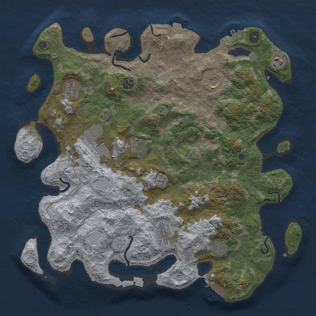 Rust Map: Procedural Map, Size: 4205, Seed: 5466843, 17 Monuments