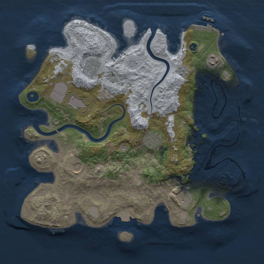 Rust Map: Procedural Map, Size: 3500, Seed: 778015, 13 Monuments