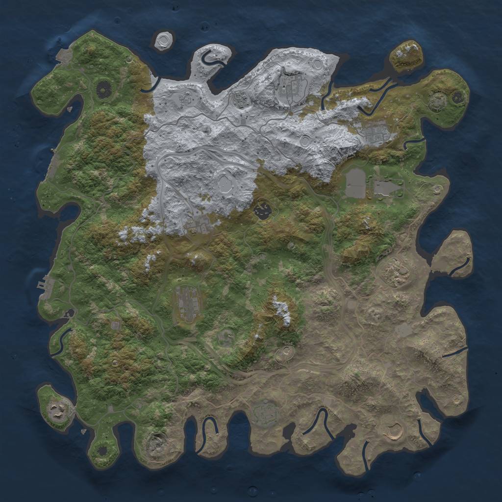 Rust Map: Procedural Map, Size: 4500, Seed: 1375067384, 19 Monuments