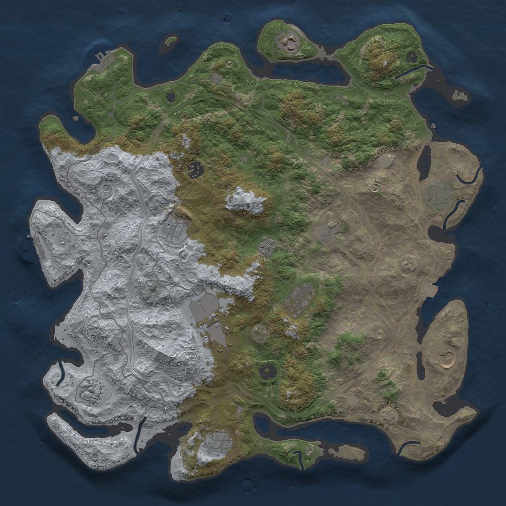 Rust Map: Procedural Map, Size: 4500, Seed: 21321412, 19 Monuments