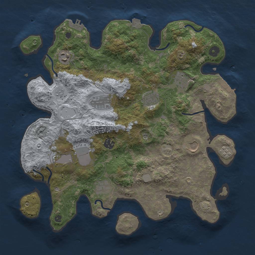 Rust Map: Procedural Map, Size: 3600, Seed: 11010, 17 Monuments