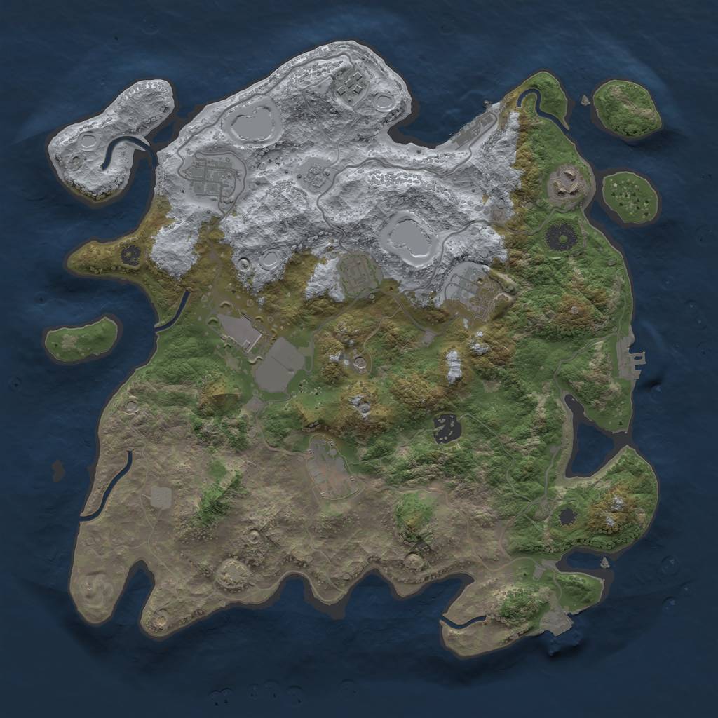 Rust Map: Procedural Map, Size: 3600, Seed: 21010, 16 Monuments