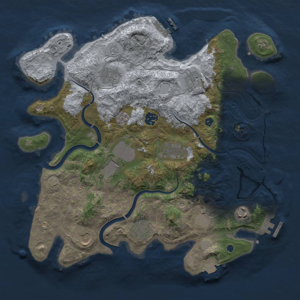 Rust Map: Procedural Map, Size: 3600, Seed: 21010, 16 Monuments