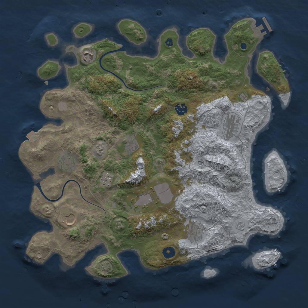 Rust Map: Procedural Map, Size: 3850, Seed: 58641756, 14 Monuments