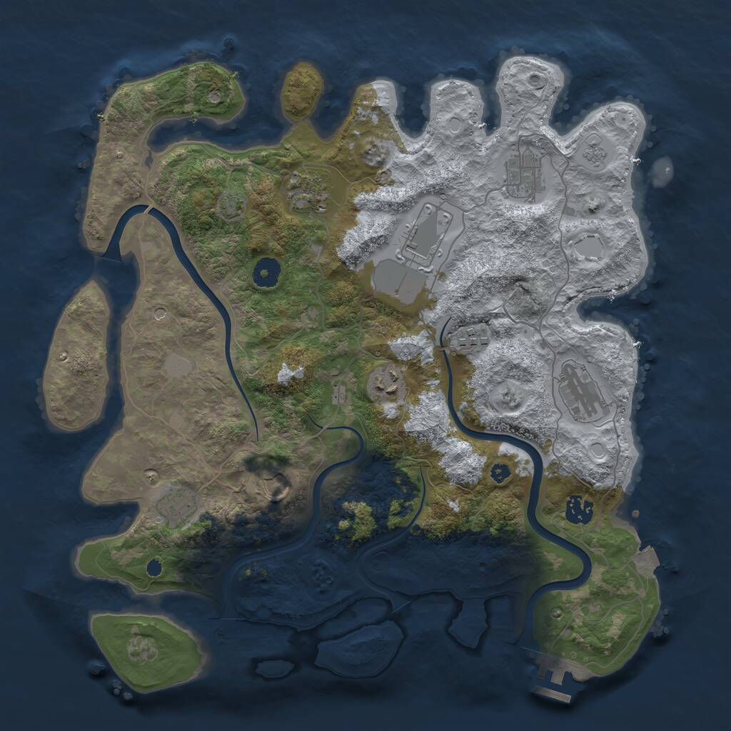 Rust Map: Procedural Map, Size: 3800, Seed: 69927922, 14 Monuments