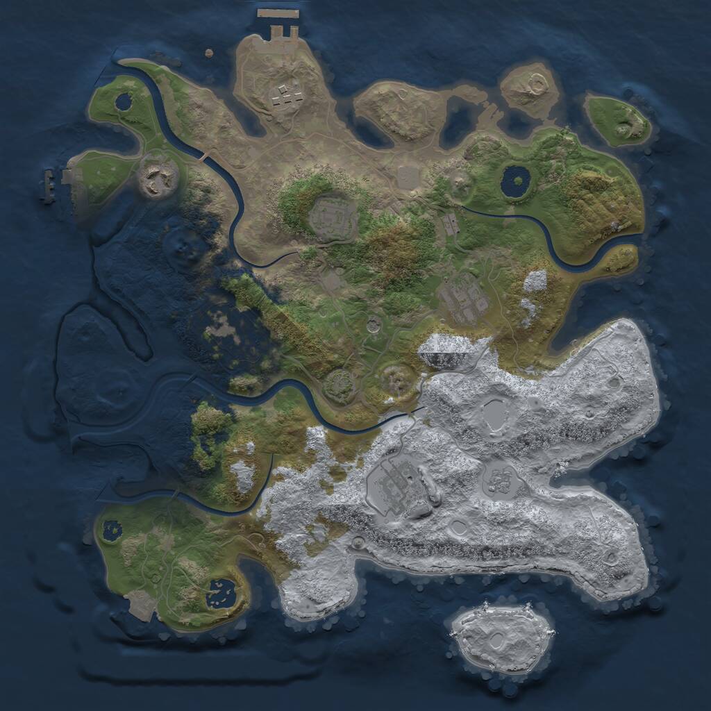 Rust Map: Procedural Map, Size: 3450, Seed: 74707464, 13 Monuments