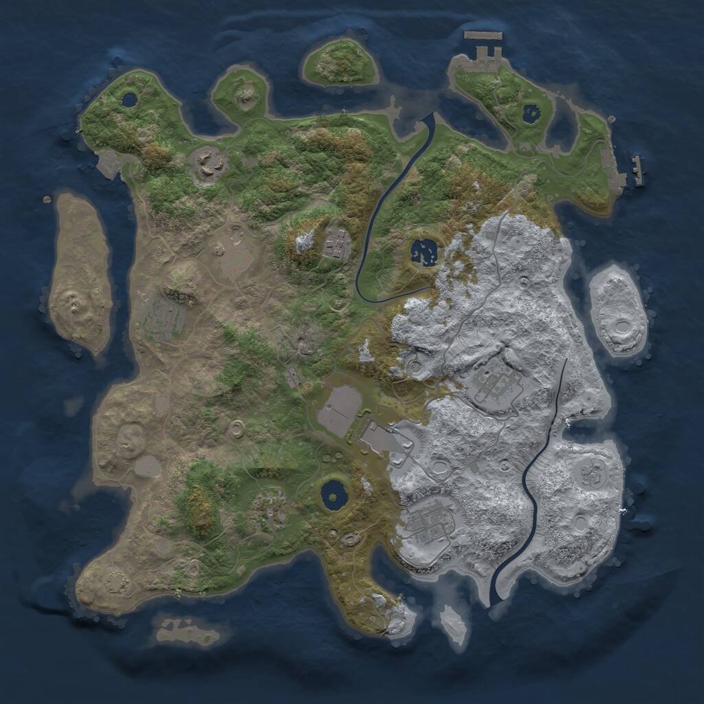 Rust Map: Procedural Map, Size: 3750, Seed: 55072855, 15 Monuments