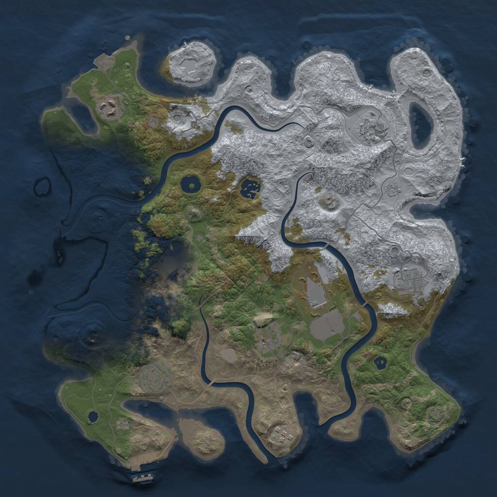 Rust Map: Procedural Map, Size: 3850, Seed: 32826108, 14 Monuments