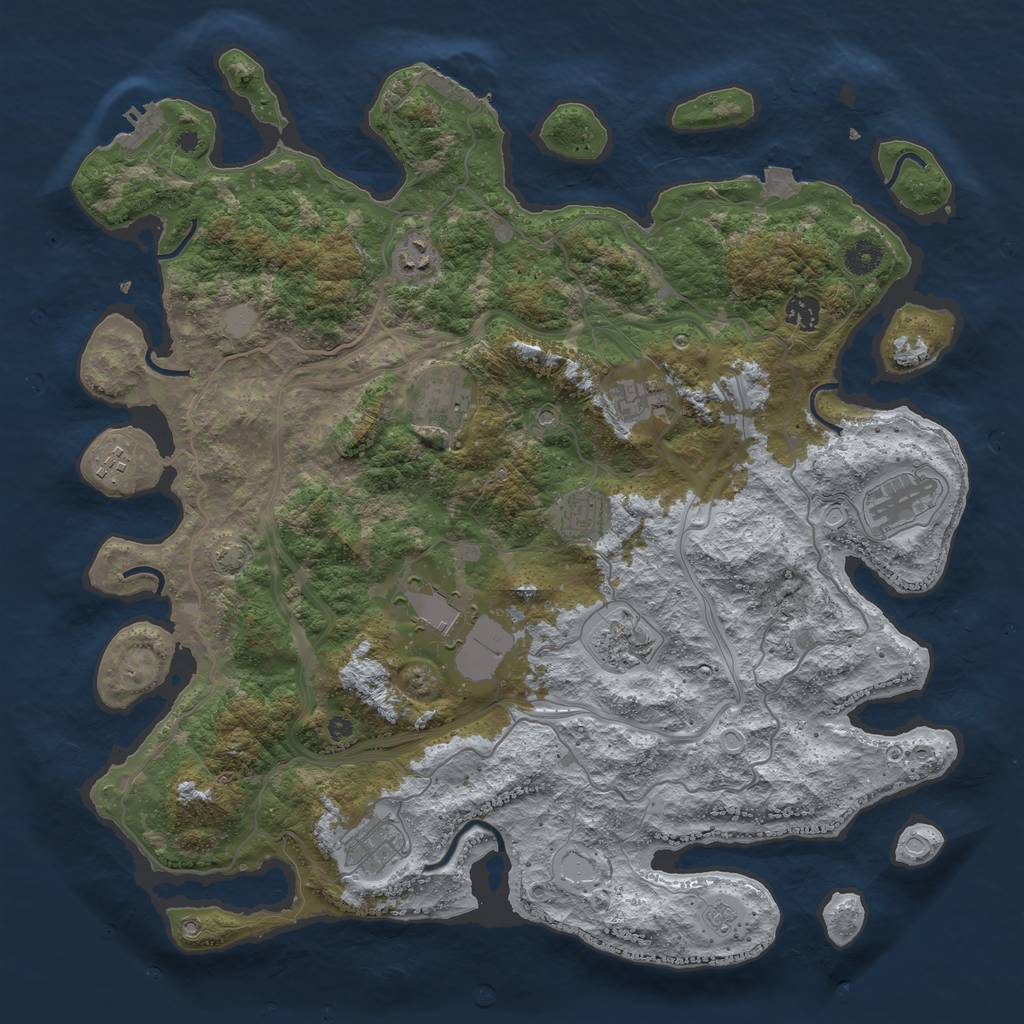 Rust Map: Procedural Map, Size: 4250, Seed: 66984675, 18 Monuments