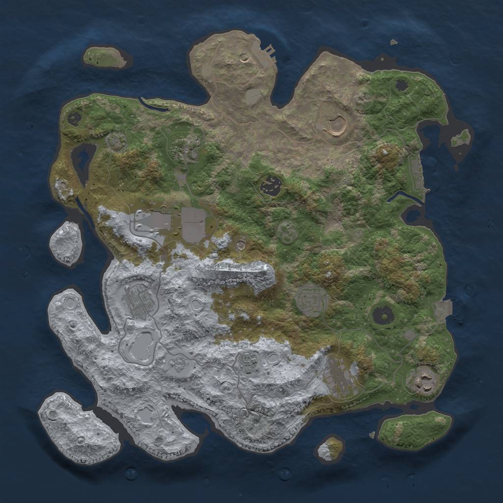 Rust Map: Procedural Map, Size: 3700, Seed: 12167521, 17 Monuments
