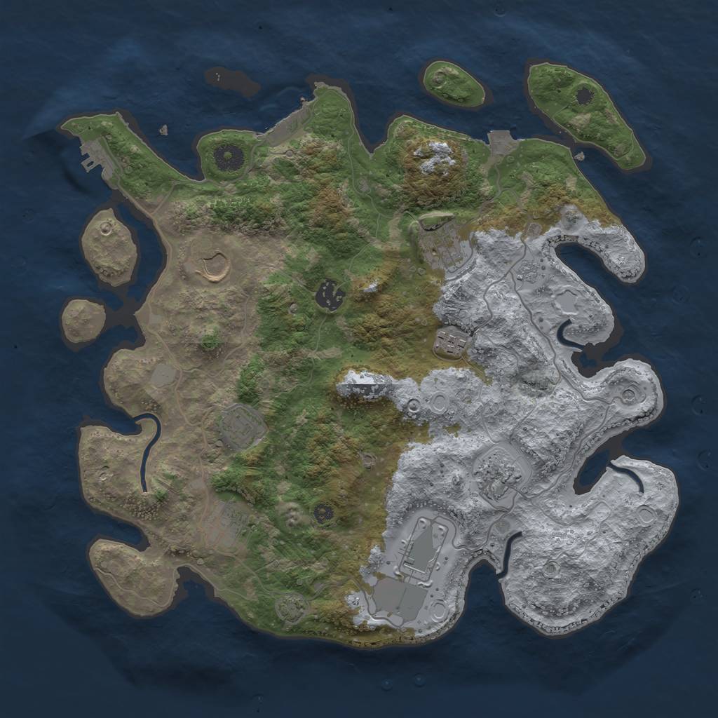 Rust Map: Procedural Map, Size: 3700, Seed: 342267627, 16 Monuments