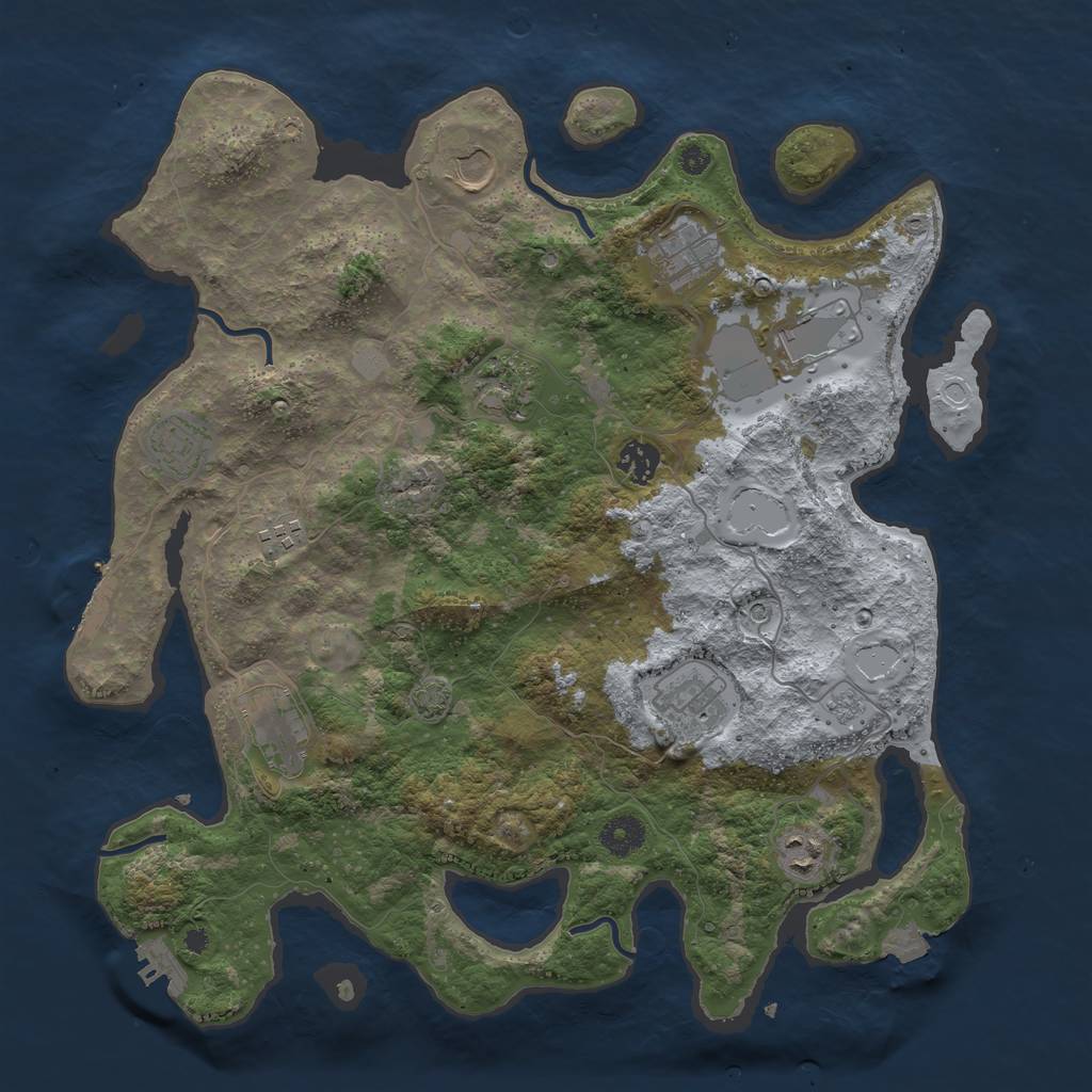 Rust Map: Procedural Map, Size: 3850, Seed: 47841616, 18 Monuments