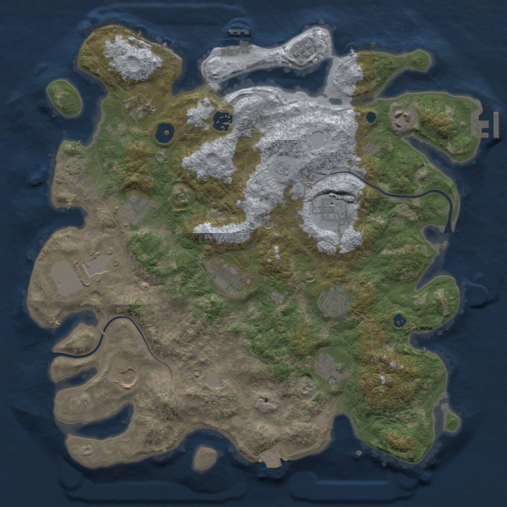 Rust Map: Procedural Map, Size: 3900, Seed: 71338032, 17 Monuments