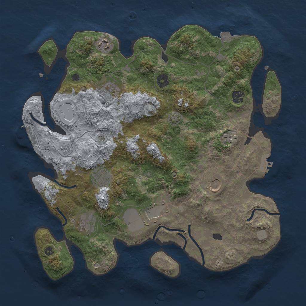 Rust Map: Procedural Map, Size: 3550, Seed: 72552207, 16 Monuments