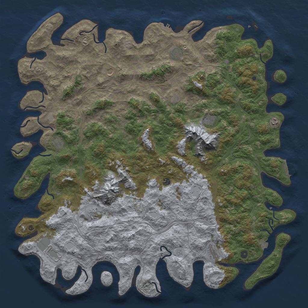 Rust Map: Procedural Map, Size: 6000, Seed: 35693545, 19 Monuments