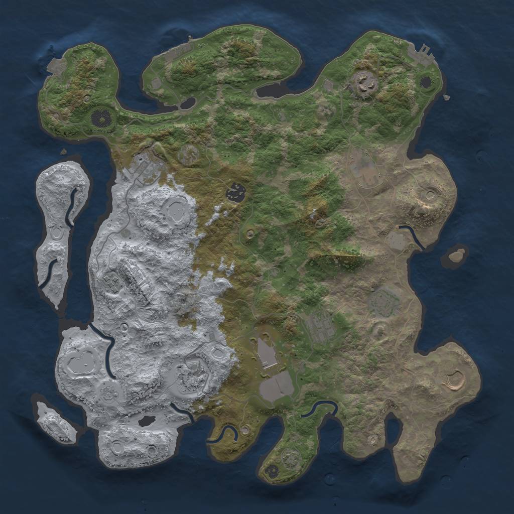 Rust Map: Procedural Map, Size: 3950, Seed: 51514654, 18 Monuments