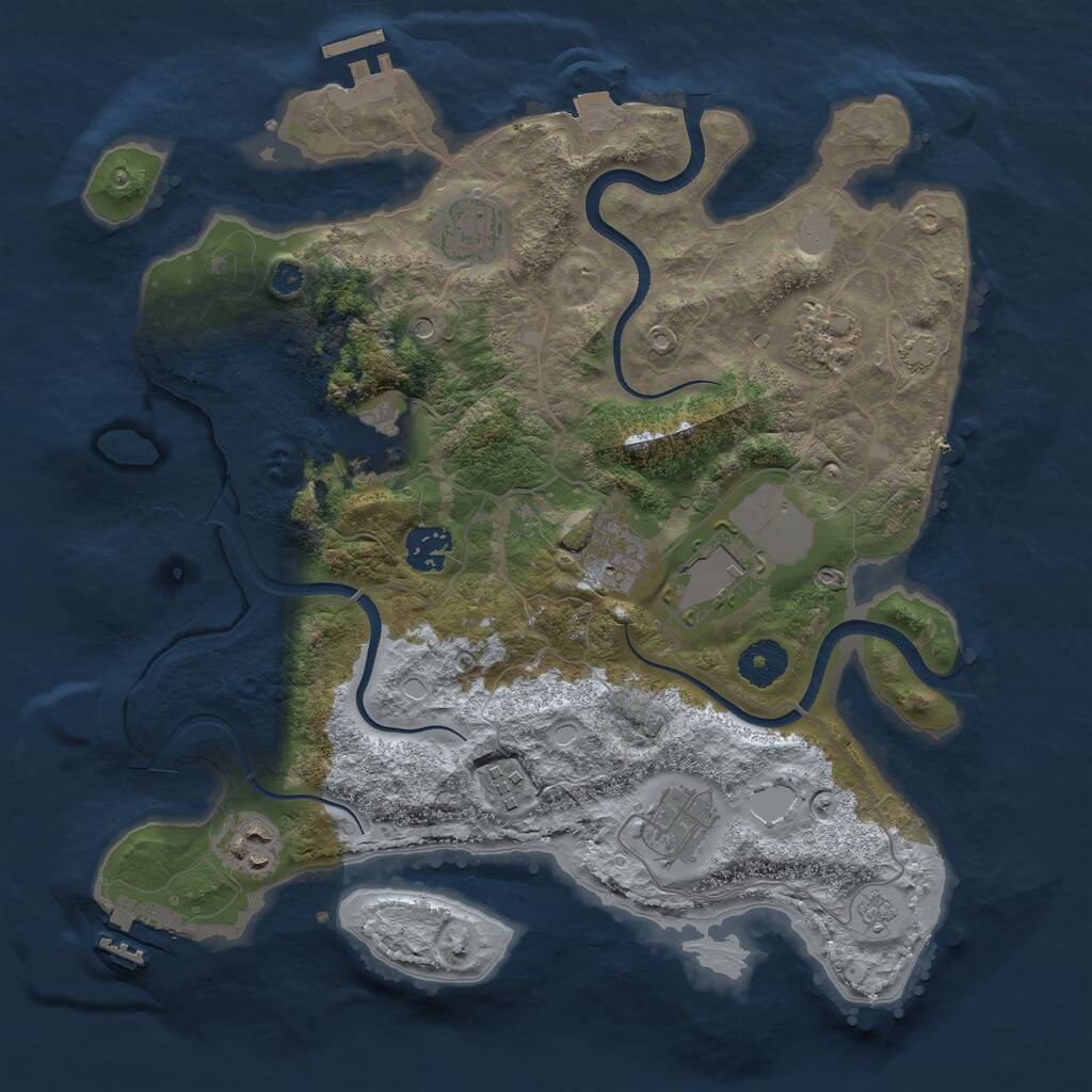 Rust Map: Procedural Map, Size: 3500, Seed: 1042728031, 15 Monuments