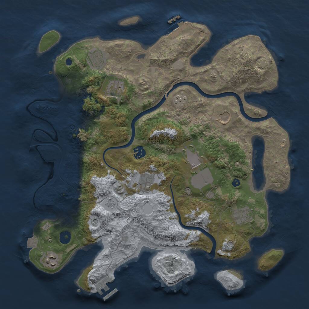 Rust Map: Procedural Map, Size: 3700, Seed: 1885079002, 15 Monuments