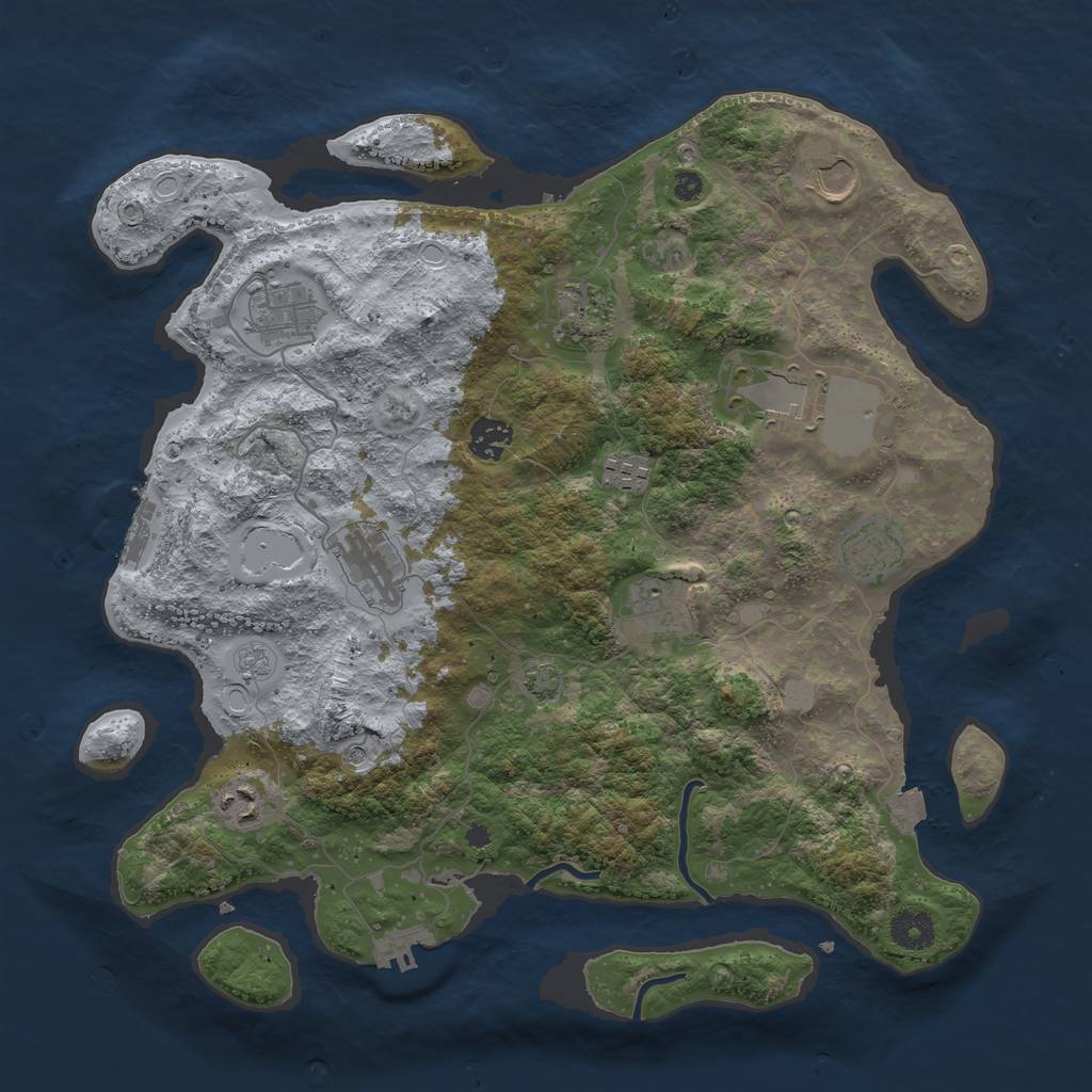 Rust Map: Procedural Map, Size: 3800, Seed: 13518855, 18 Monuments