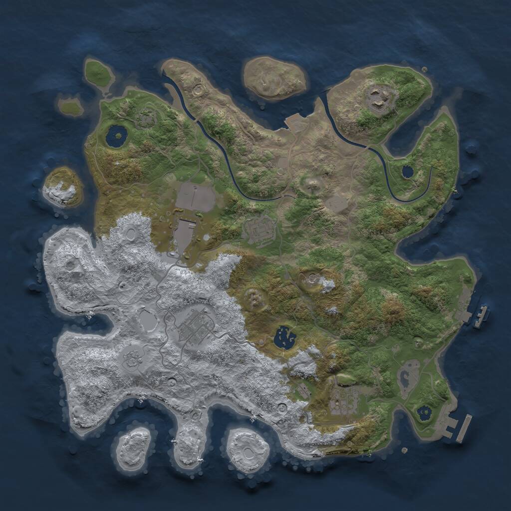 Rust Map: Procedural Map, Size: 3500, Seed: 13432, 12 Monuments