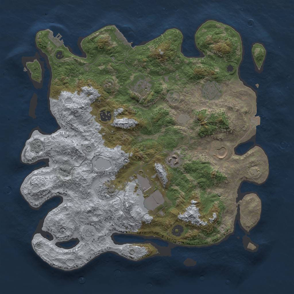 Rust Map: Procedural Map, Size: 3750, Seed: 82681561, 16 Monuments