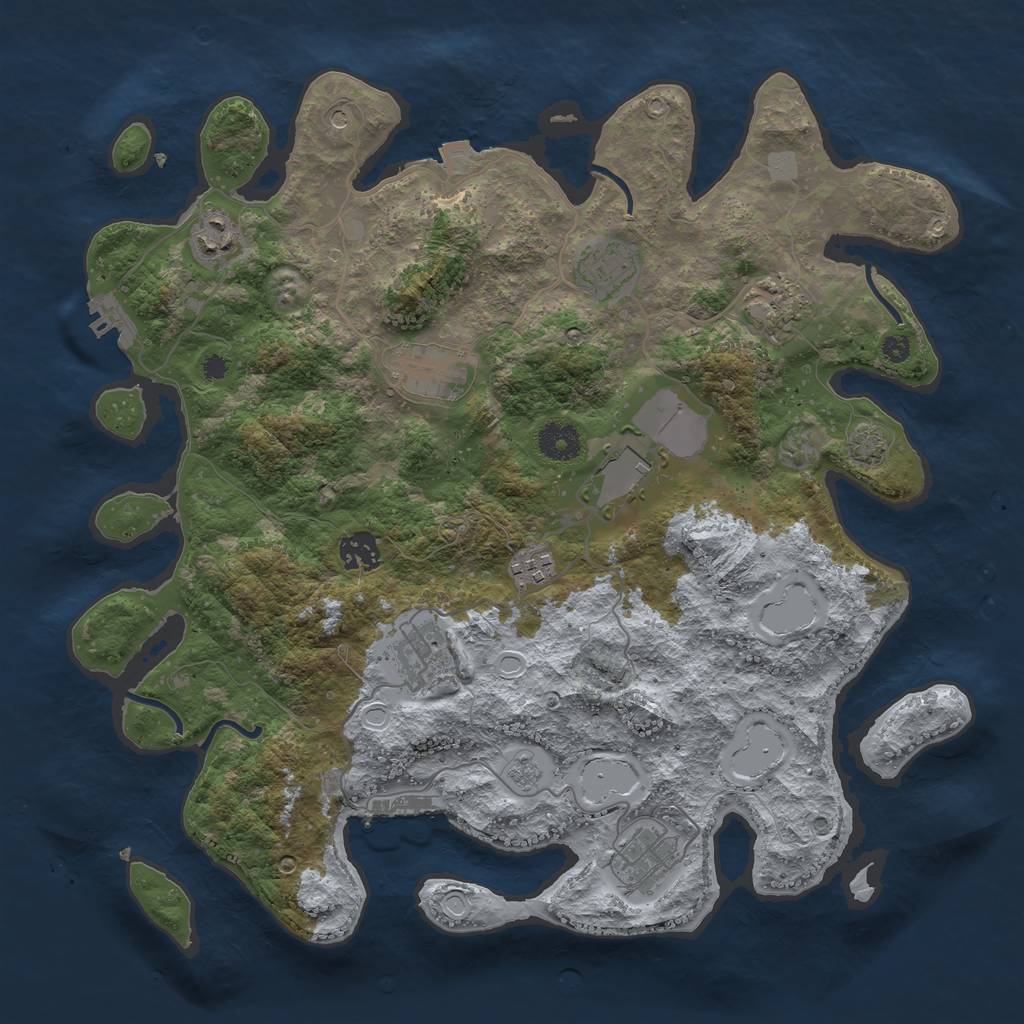 Rust Map: Procedural Map, Size: 3750, Seed: 1096842038, 17 Monuments