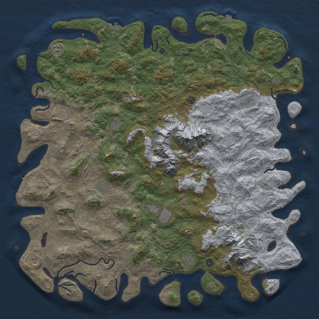 Rust Map: Procedural Map, Size: 6000, Seed: 142, 19 Monuments