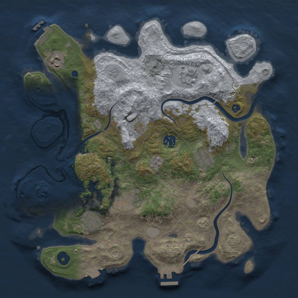 Rust Map: Procedural Map, Size: 3475, Seed: 857997921, 14 Monuments