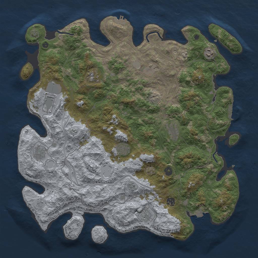 Rust Map: Procedural Map, Size: 4500, Seed: 5150, 18 Monuments