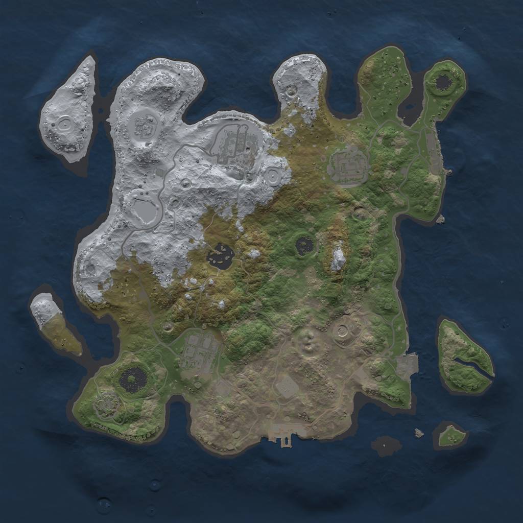 Rust Map: Procedural Map, Size: 3000, Seed: 1110619193, 12 Monuments