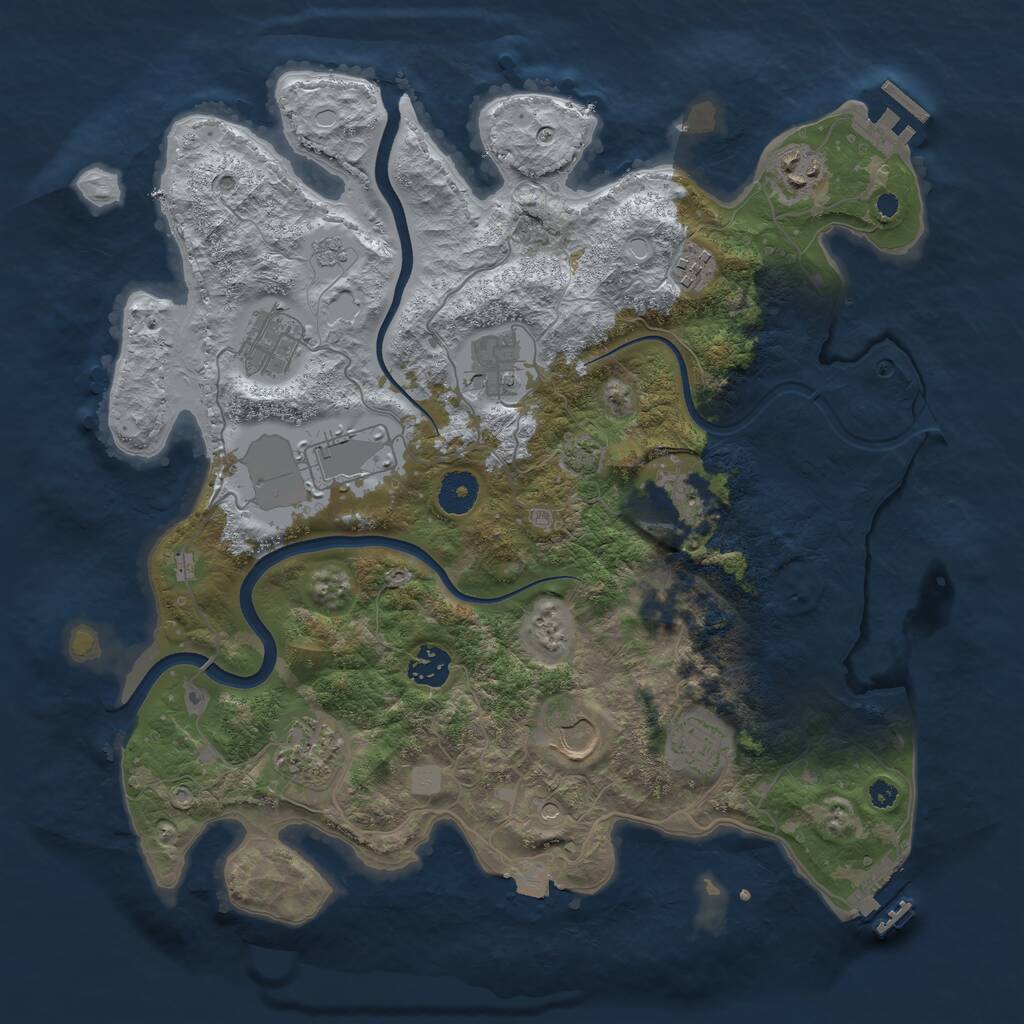 Rust Map: Procedural Map, Size: 3700, Seed: 890154410, 16 Monuments