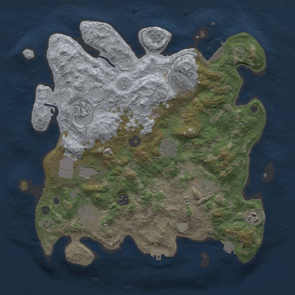 Rust Map: Procedural Map, Size: 3700, Seed: 890154410, 17 Monuments