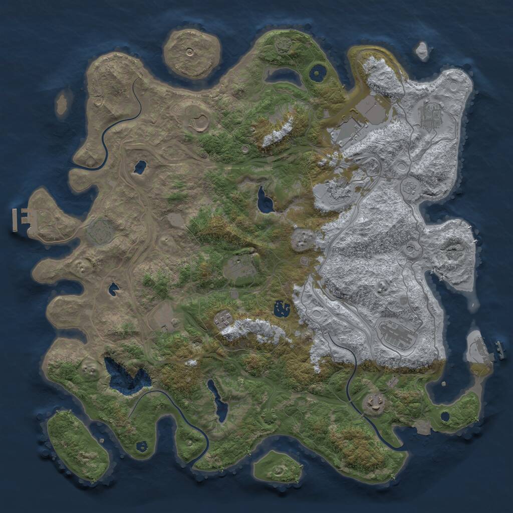 Rust Map: Procedural Map, Size: 4500, Seed: 723474571, 17 Monuments