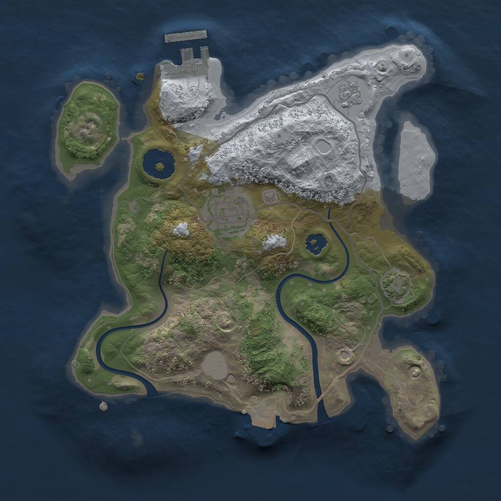 Rust Map: Procedural Map, Size: 2400, Seed: 1499228303, 5 Monuments