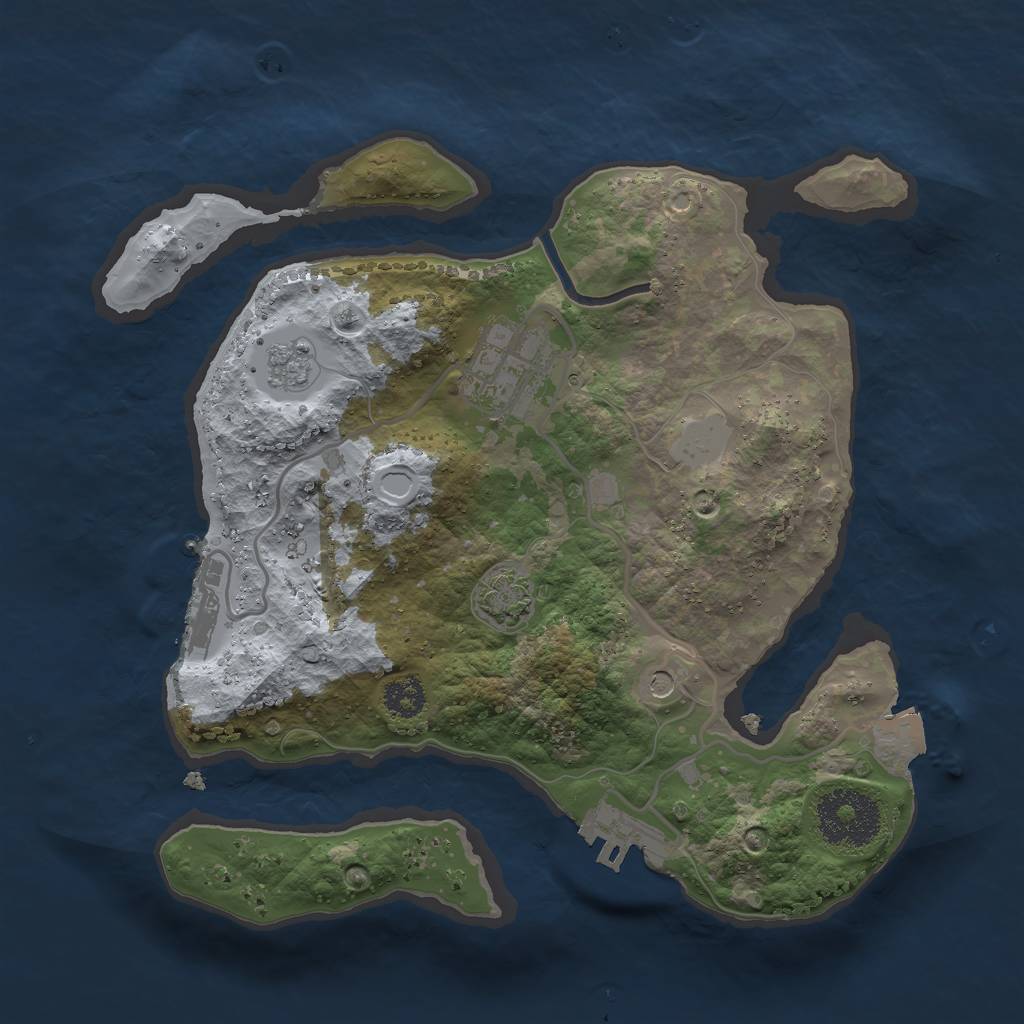 Rust Map: Procedural Map, Size: 2500, Seed: 1976570380, 9 Monuments