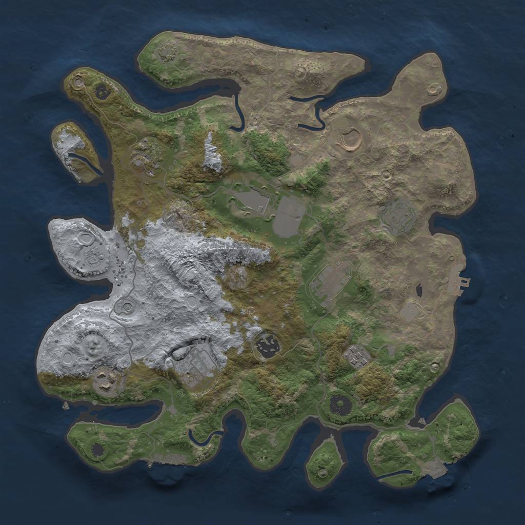 Rust Map: Procedural Map, Size: 3550, Seed: 50864917, 17 Monuments