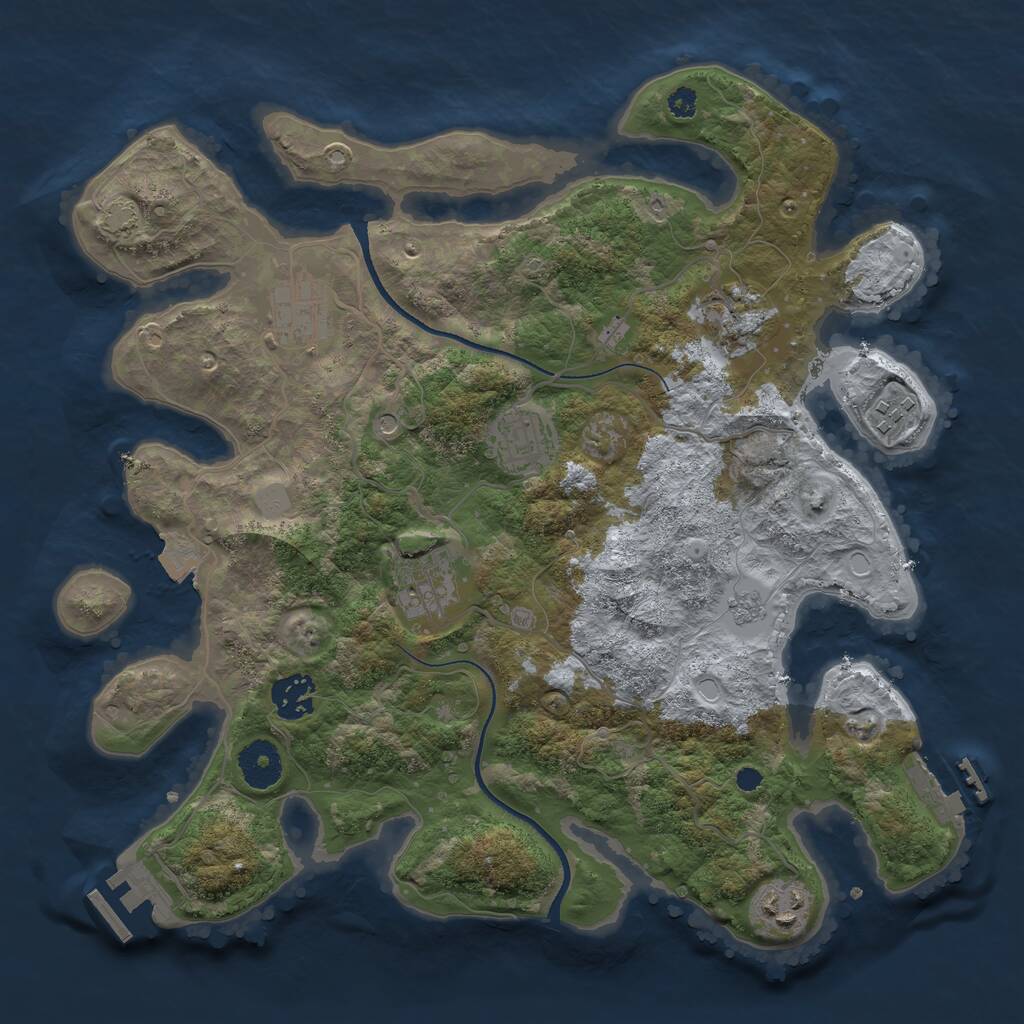 Rust Map: Procedural Map, Size: 3400, Seed: 58312162, 13 Monuments