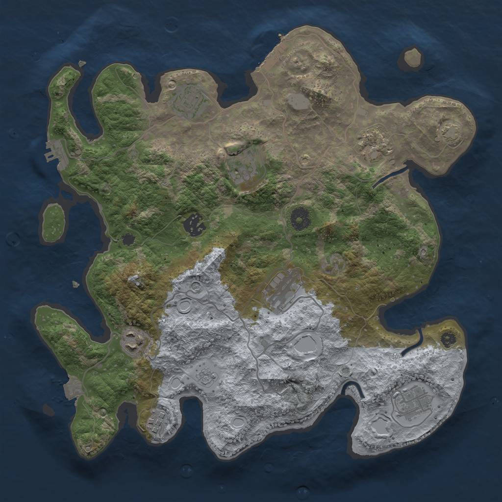 Rust Map: Procedural Map, Size: 3450, Seed: 44156353, 16 Monuments