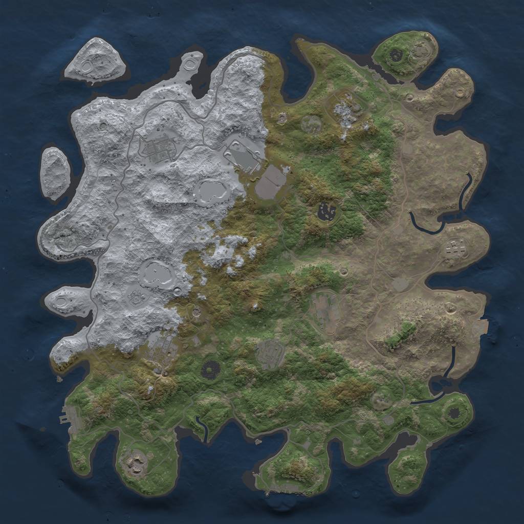 Rust Map: Procedural Map, Size: 4100, Seed: 36945176, 17 Monuments