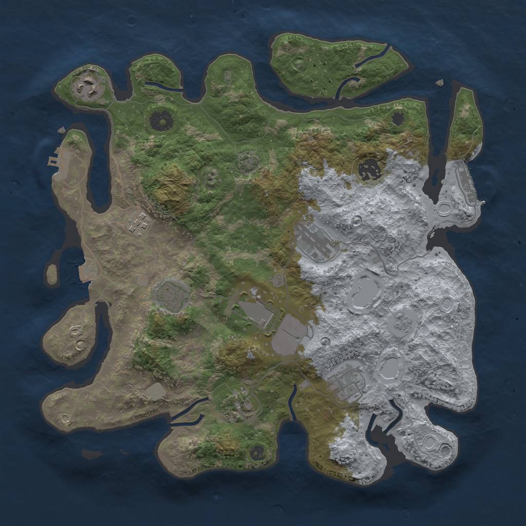 Rust Map: Procedural Map, Size: 3500, Seed: 80123762, 15 Monuments