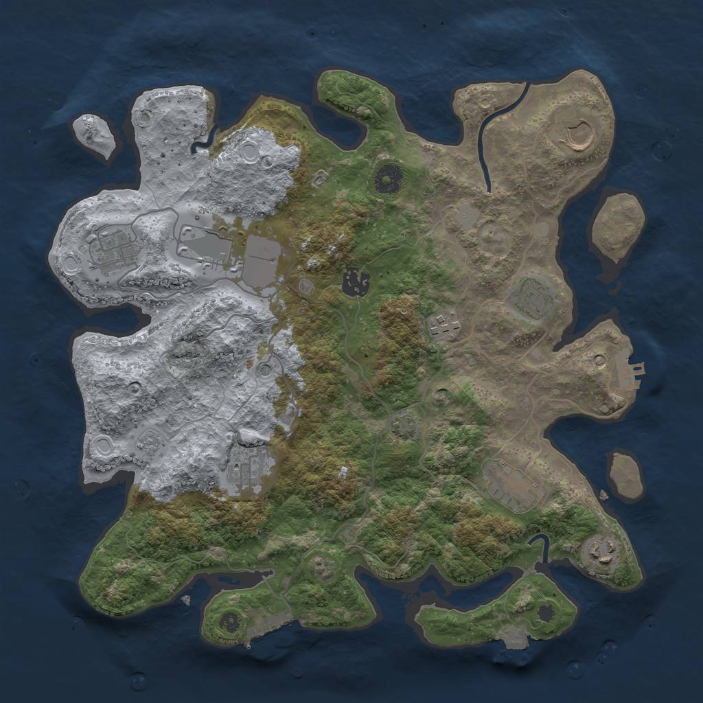 Rust Map: Procedural Map, Size: 3600, Seed: 2040323, 17 Monuments