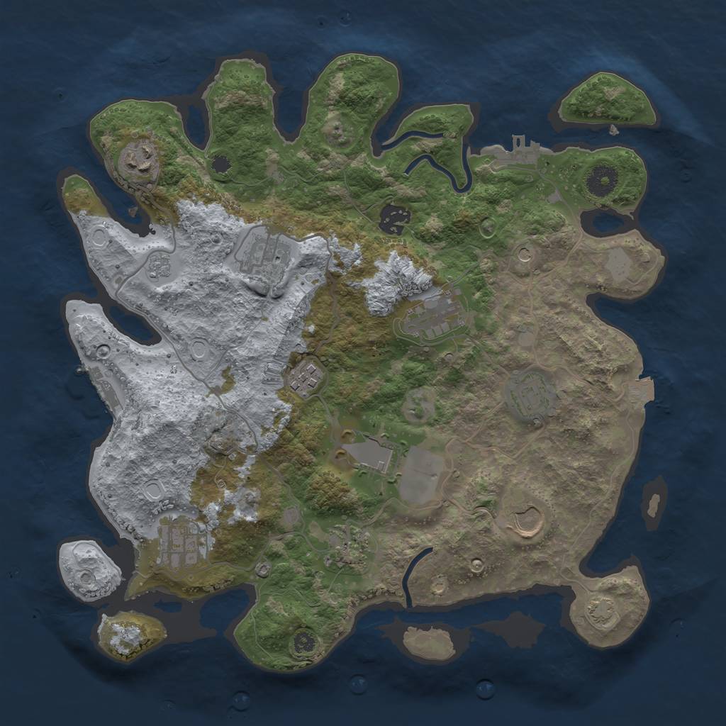 Rust Map: Procedural Map, Size: 3500, Seed: 1642459972, 18 Monuments