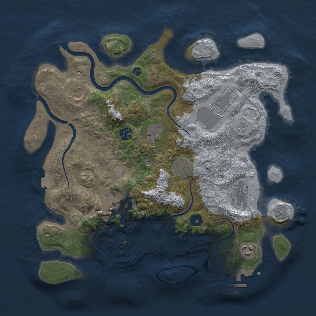 Rust Map: Procedural Map, Size: 3750, Seed: 10521390, 14 Monuments