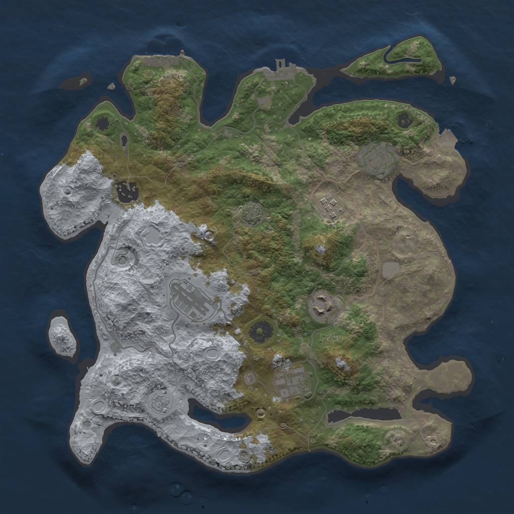 Rust Map: Procedural Map, Size: 3400, Seed: 34674306, 14 Monuments