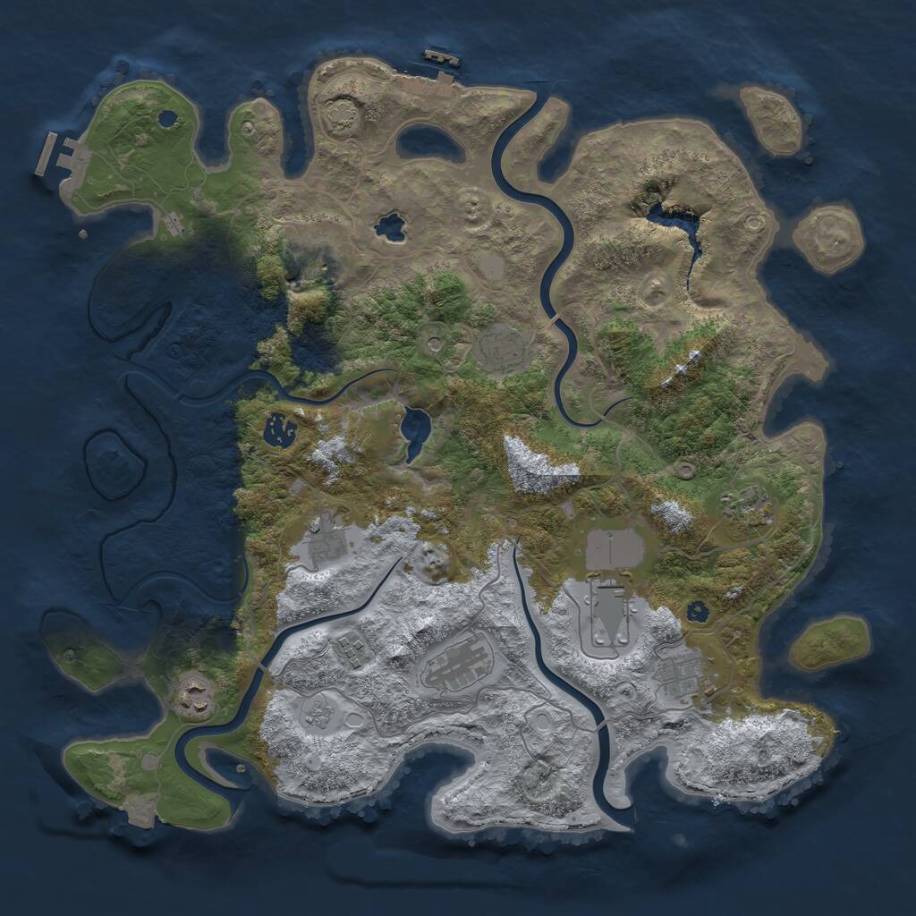 Rust Map: Procedural Map, Size: 4100, Seed: 55501792, 16 Monuments